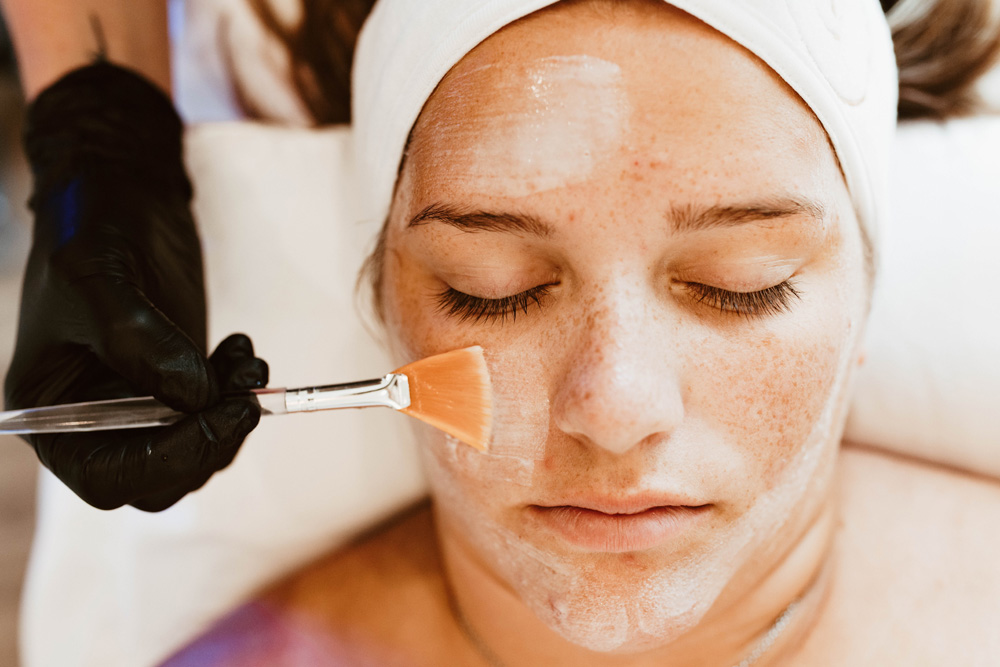 Facial brush on face